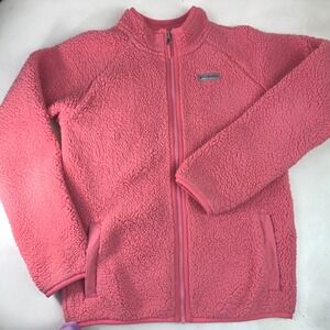 Columbia Coral Pink Fuzzy Fleece Jacket‎ XL Full Zip Girls Outdoor, Cozy READ